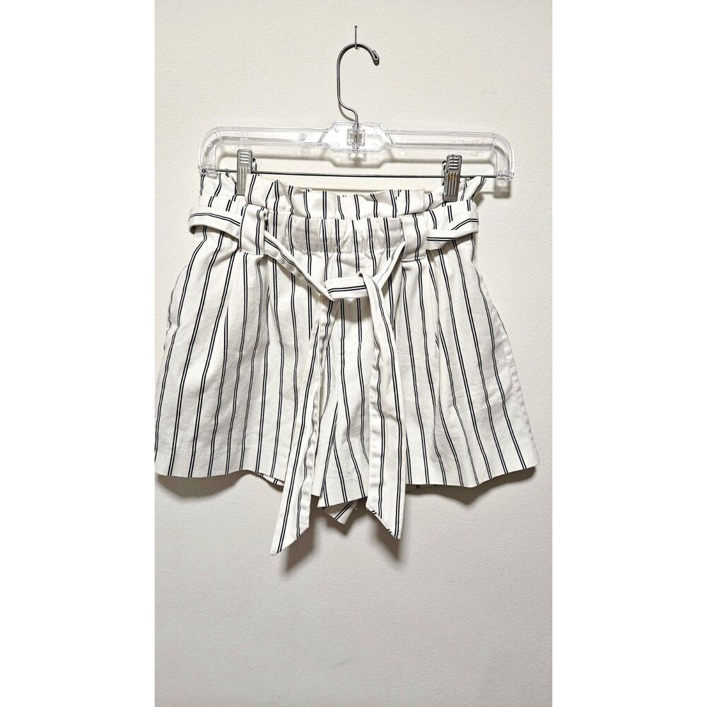 Zara TRF Pinstripe Paperbag Tie Waist Shorts S